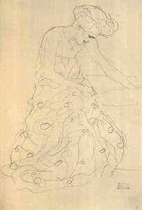 Zittende naar rechts door Gustav Klimt